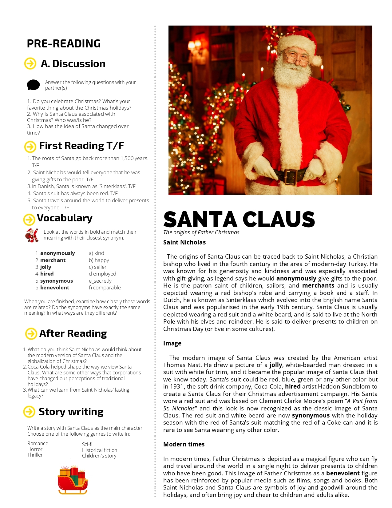 Who Is Santa Claus Christmas ESL Reading Comprehension Worksheet B2 C1 Made By Teachers Who Is Santa Claus Christmas ESL Reading Comprehension Worksheet B2 C1 Made By Teachers