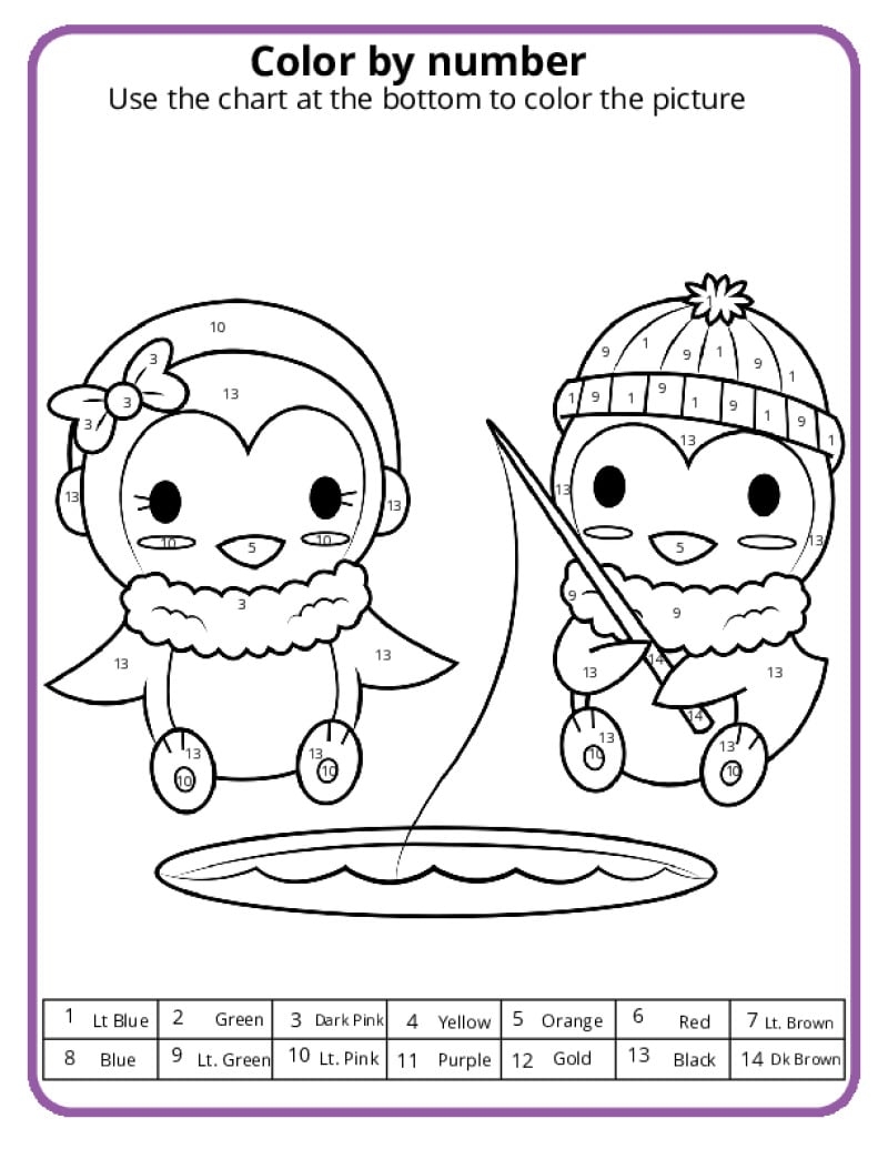 Winter Color By Number Pages K12 Math Worksheets Winter Color By Number Pages K12 Math Worksheets