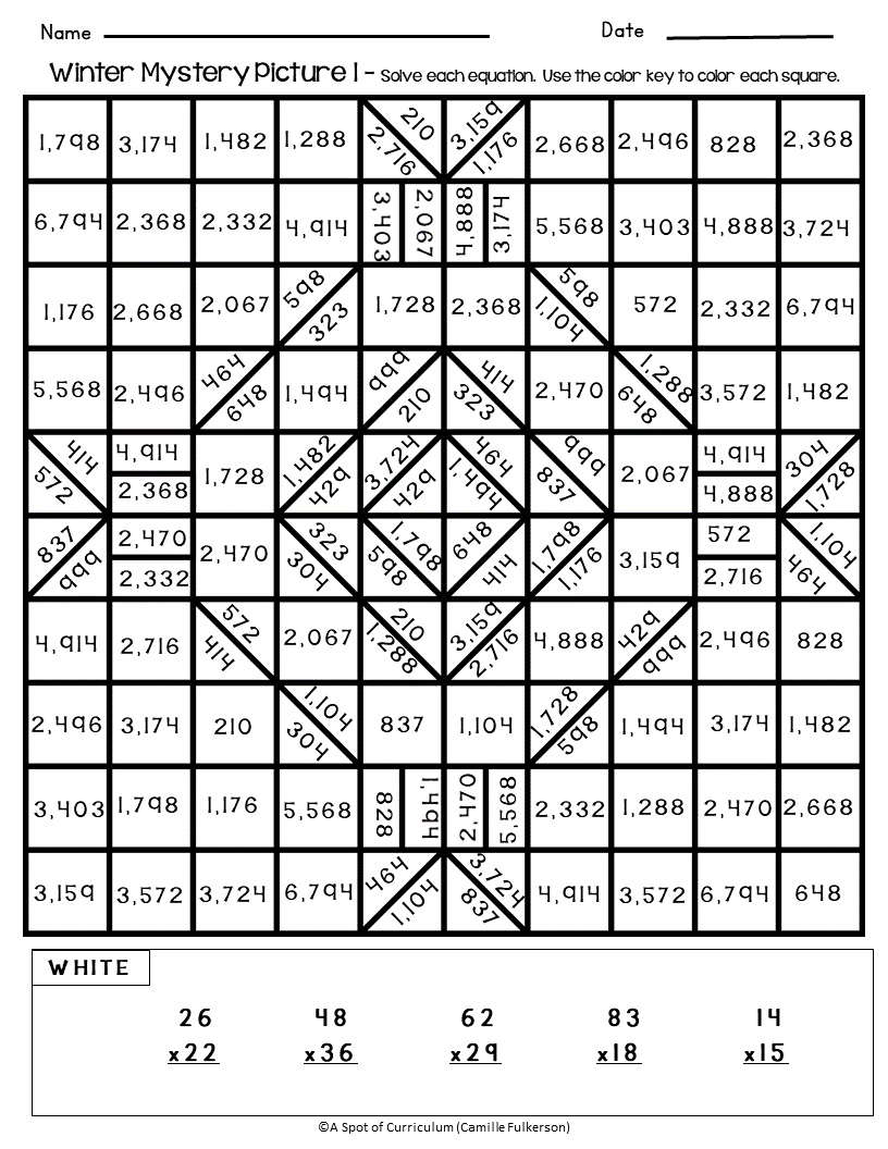 Winter Math Coloring Pages Multiplication And Long Division Winter Math Coloring Pages Multiplication And Long Division