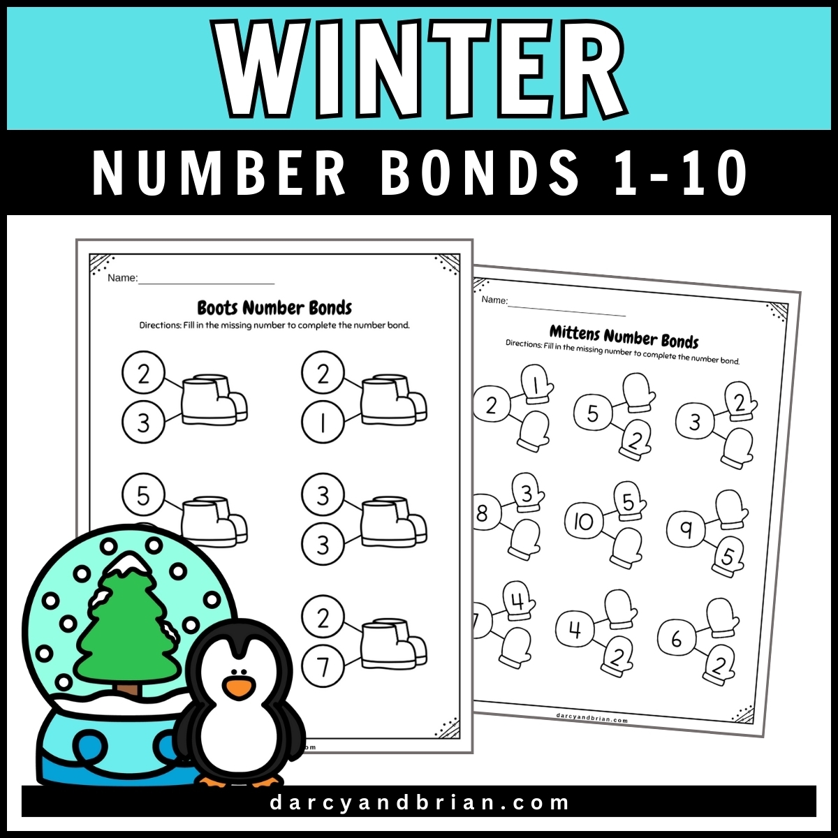 Winter Number Bonds 1 10 Worksheets Fun Math Practice For Kids Winter Number Bonds 1 10 Worksheets Fun Math Practice For Kids