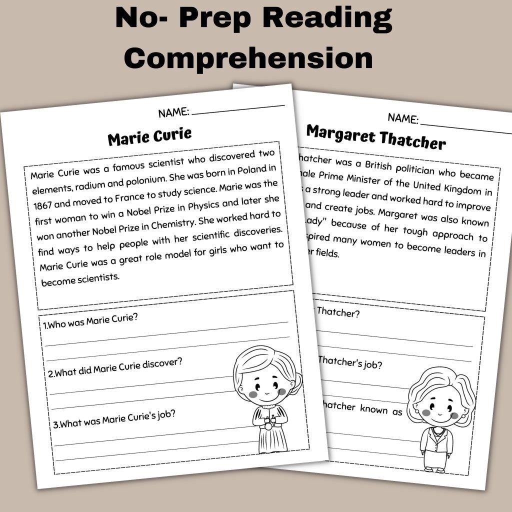 Women s History Month Reading Comprehension Passages No Prep 