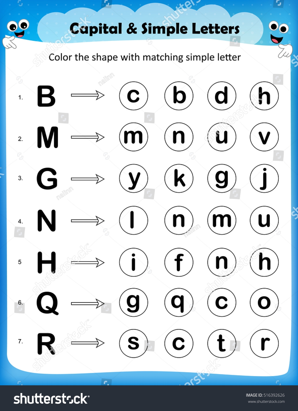 Worksheet Color Circle Matching Simple Letter Stock Vector Worksheet Color Circle Matching Simple Letter Stock Vector