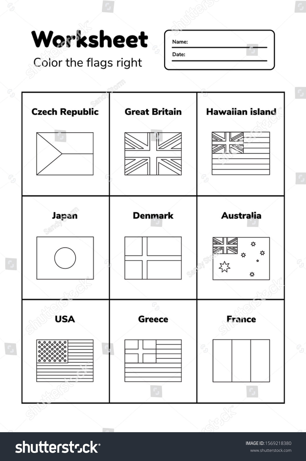 Worksheet On Geography Preschool School Kids Stock Vector Royalty Free 1569218380 Shutterstock