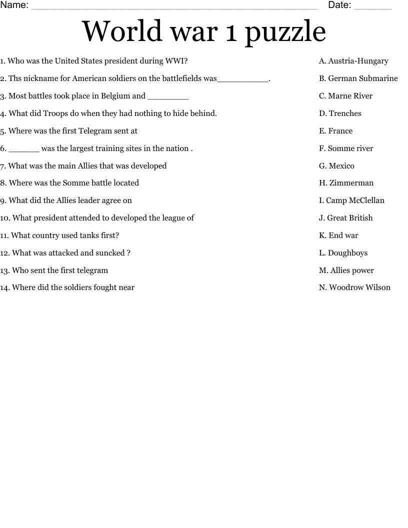 Free Printable Ww1 Worksheets Free Printable Ww1 Worksheets