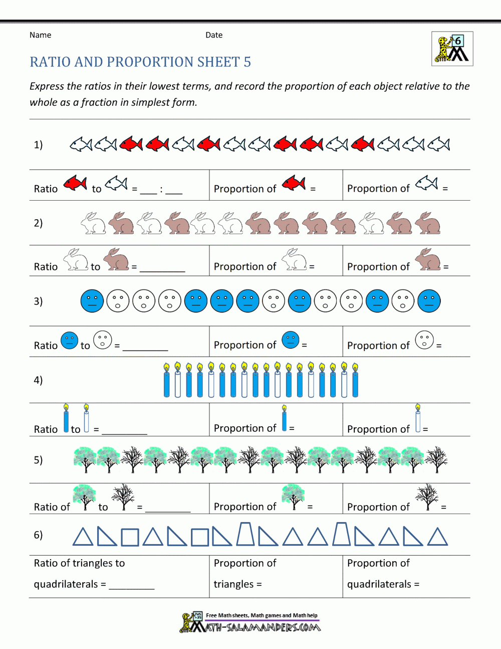 Free Printable Grade 6 Ratio Worksheet Free Printable Grade 6 Ratio Worksheet