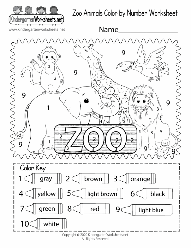 Zoo Animals Color By Number Worksheet Free Printable Digital U0026 PDF