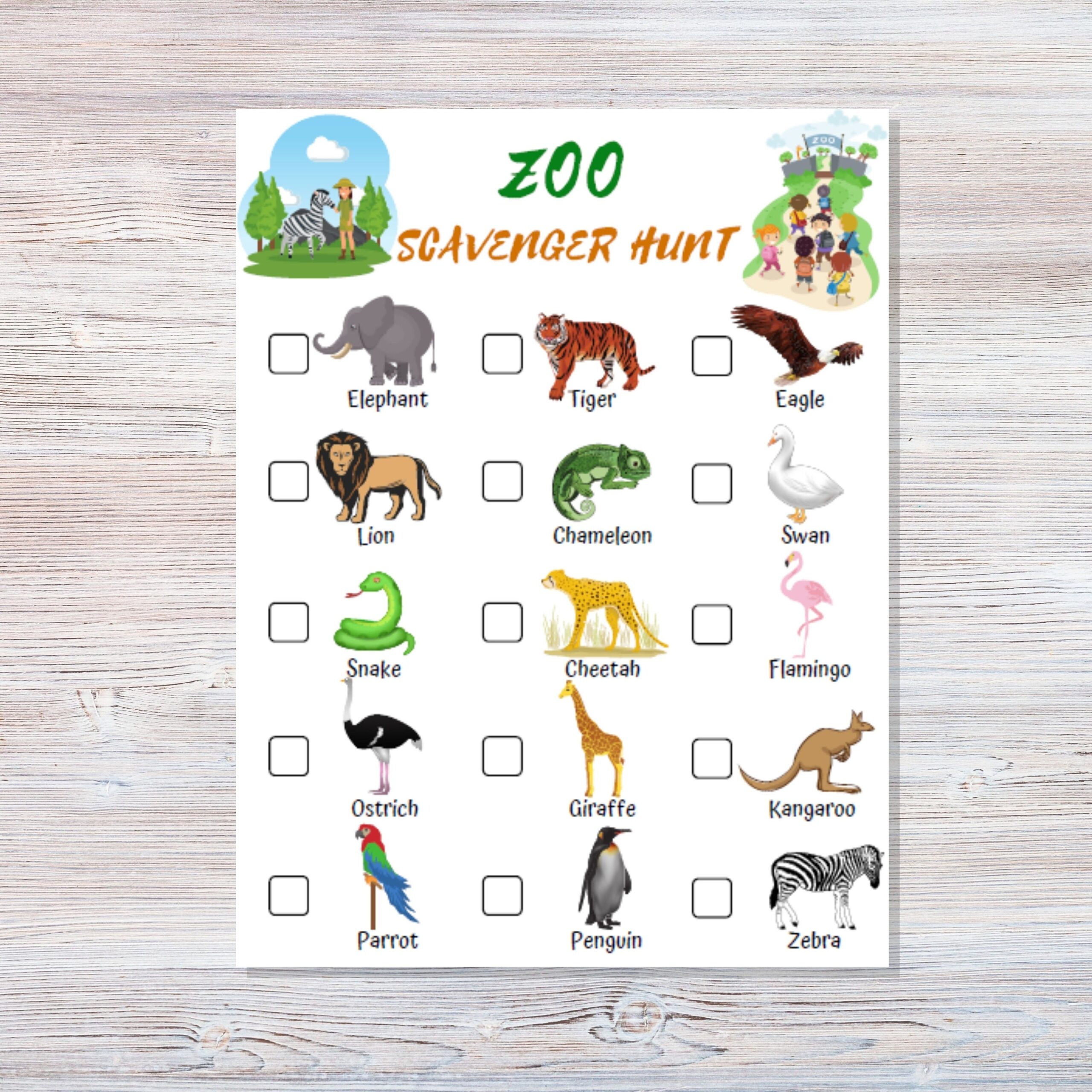 Zoo Scavenger Hunt Printable Wild Animals Scavenger Hunt 