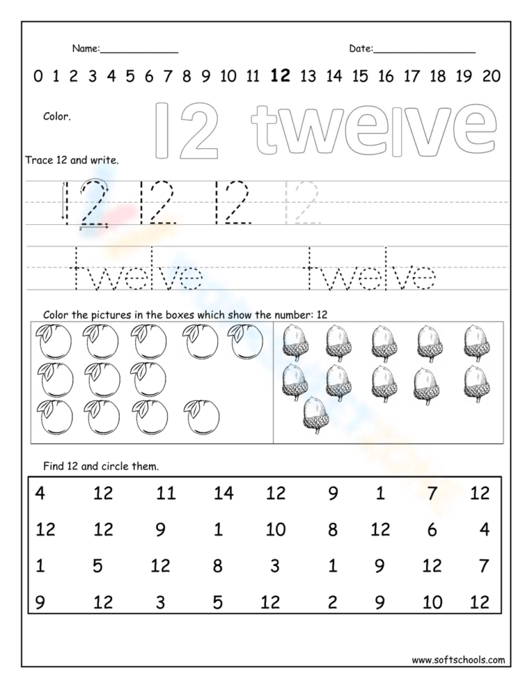 10 Free Collection Of Number 12 Worksheets For Students Worksheets Library