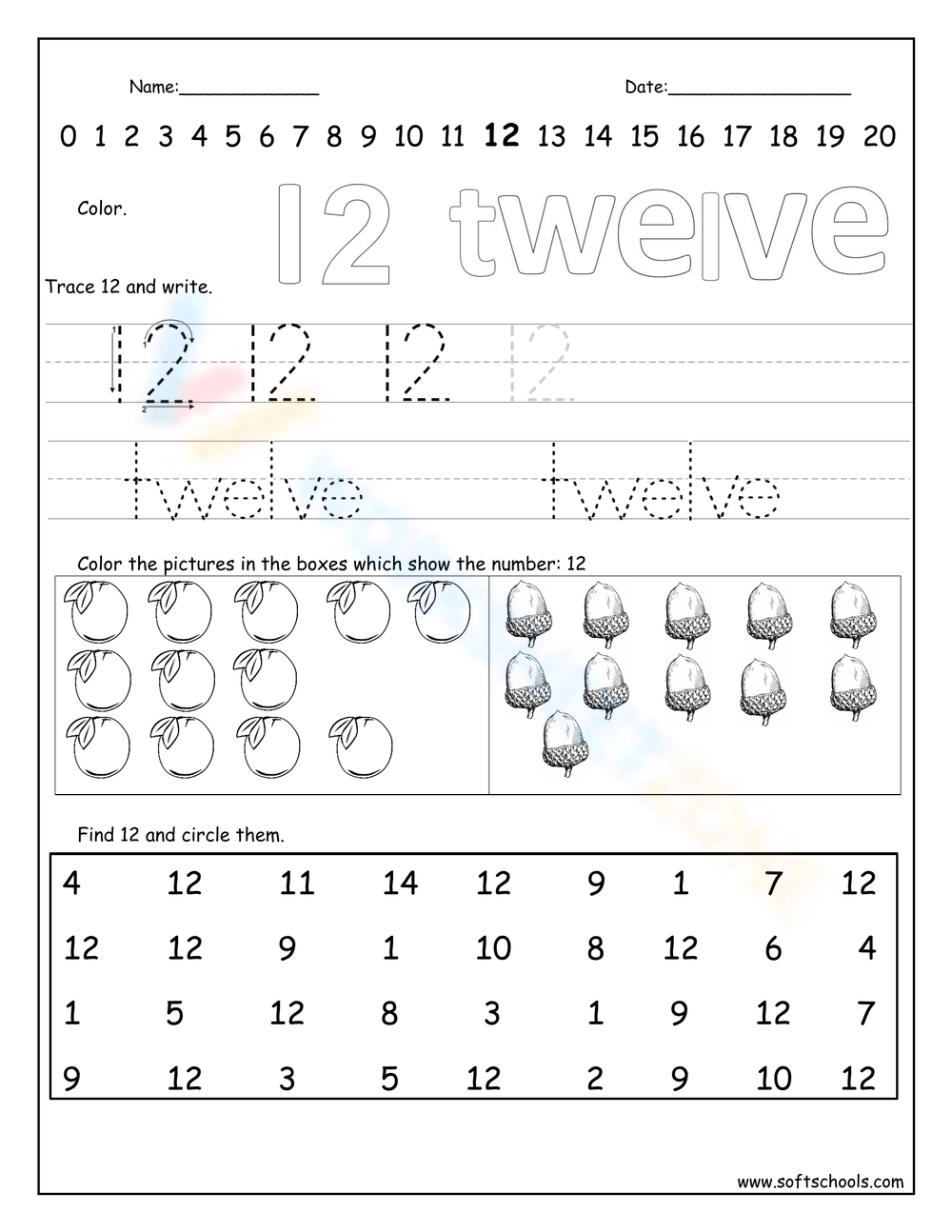10 Free Collection Of Number 12 Worksheets For Students Worksheets Library