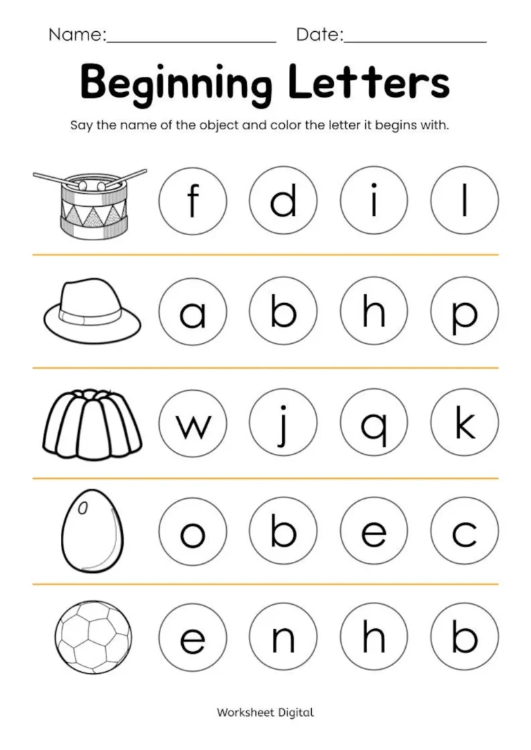 10 Printable Beginning Letters Worksheets For Kindergarten Preschool Homeschool Educational Printables Etsy