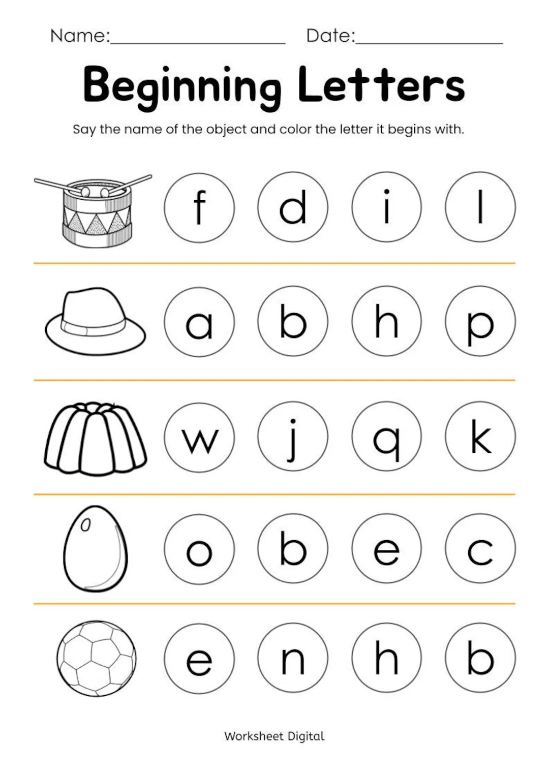 10 Printable Beginning Letters Worksheets For Kindergarten Preschool Homeschool Educational Printables Etsy