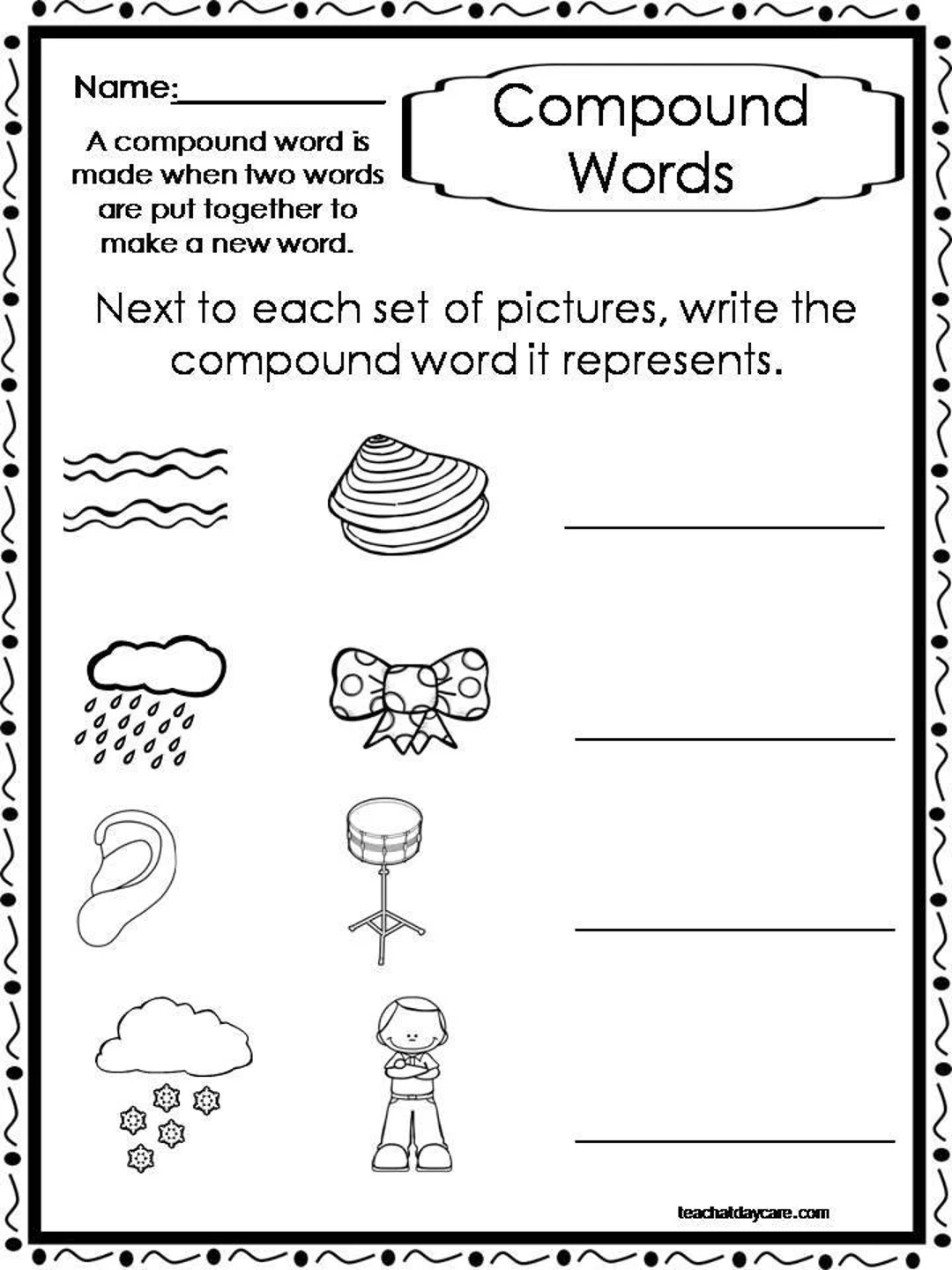 10 Printable Compound Word Worksheets 1st 2nd Grade ELA Worksheets Etsy