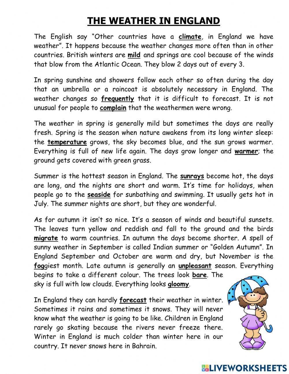 1099605 Weather Reading Comprehension Matet 