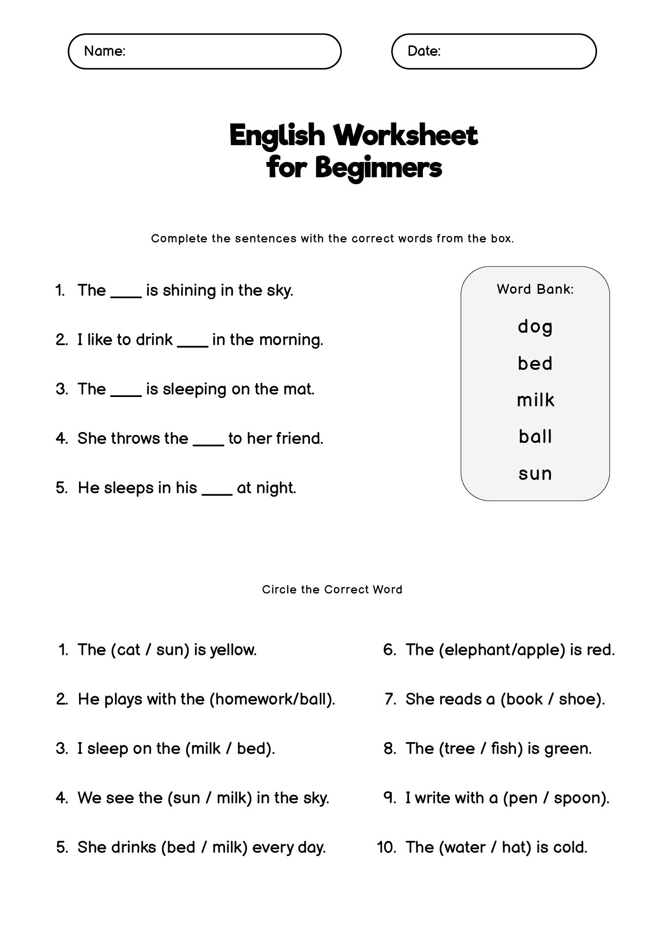 14 Free Printable English Worksheets Free PDF At Worksheeto
