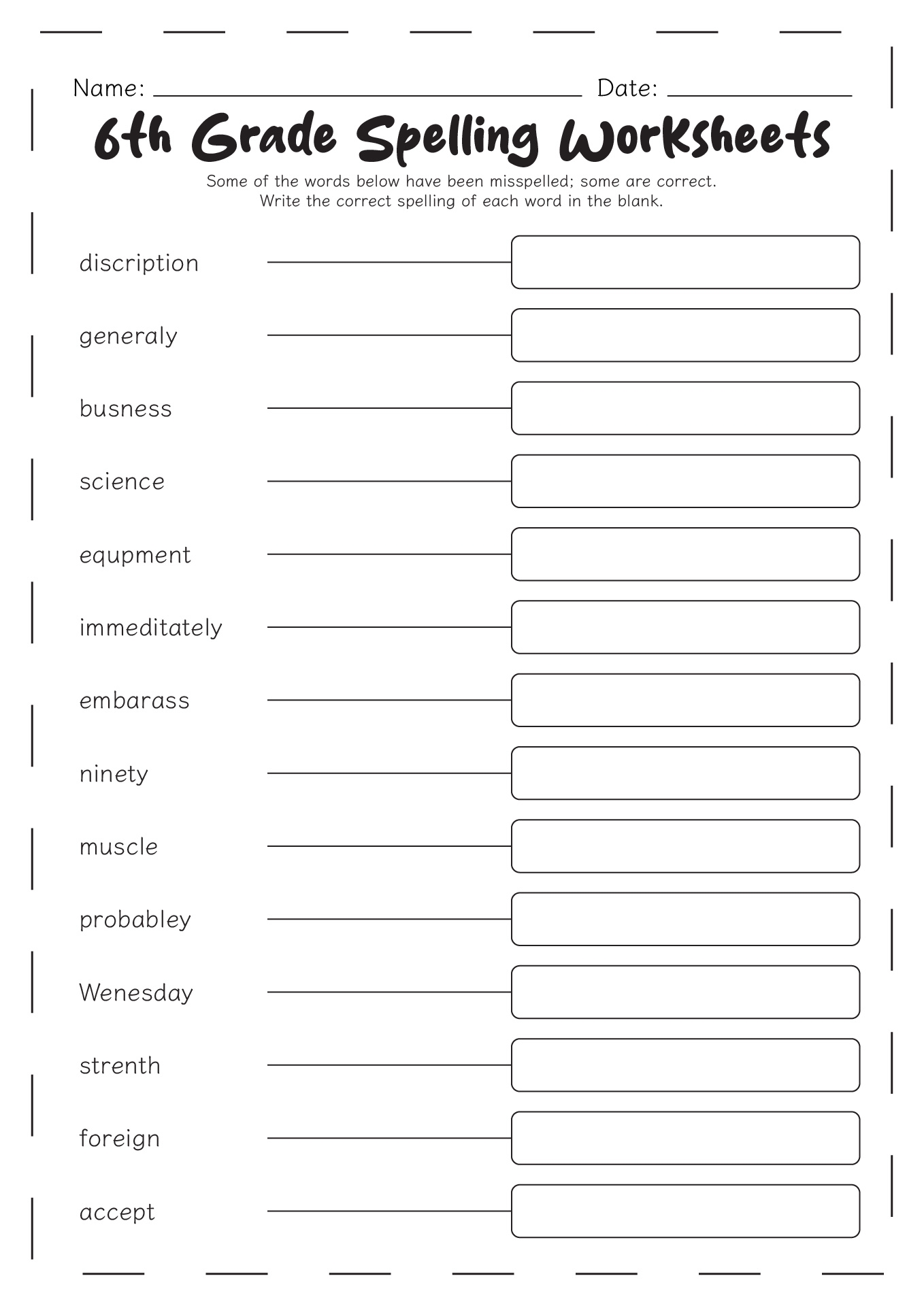 17 Sixth Grade Spelling Words Worksheets Free PDF At Worksheeto