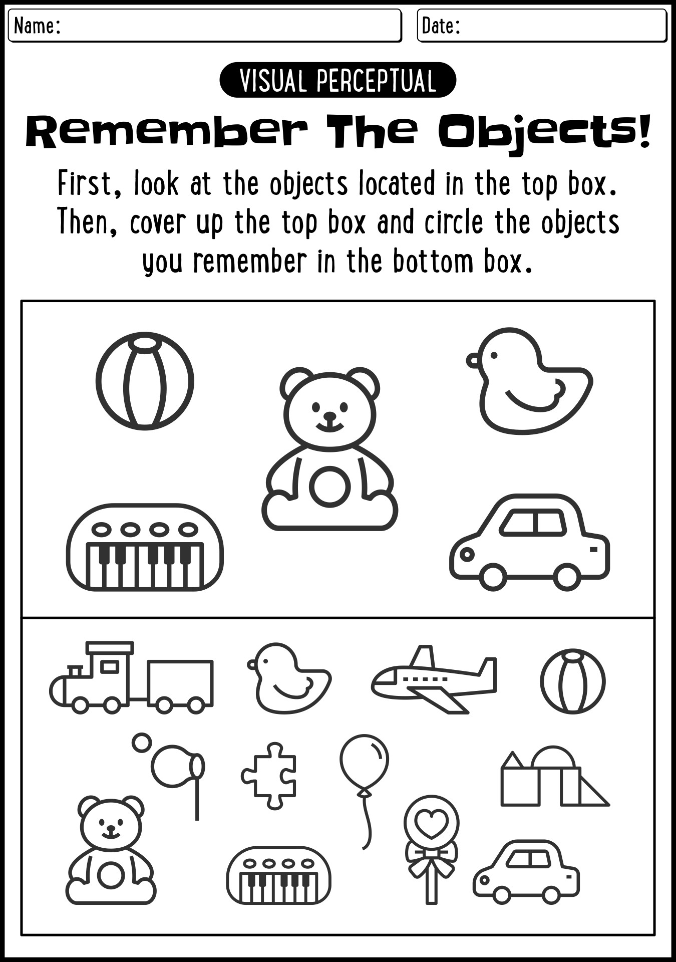 Free Printable Visual Memory Worksheets