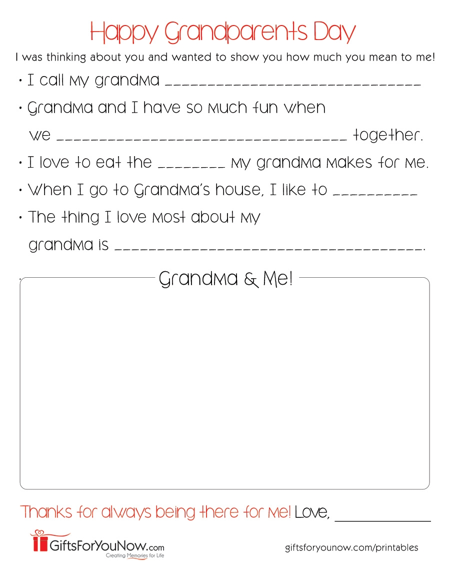 Grandparents Day Worksheets Printable Free