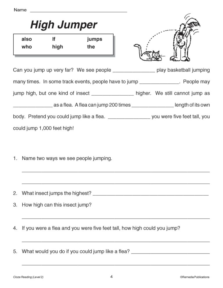20 Cloze Reading Passages Reading Level 2 Made By Teachers