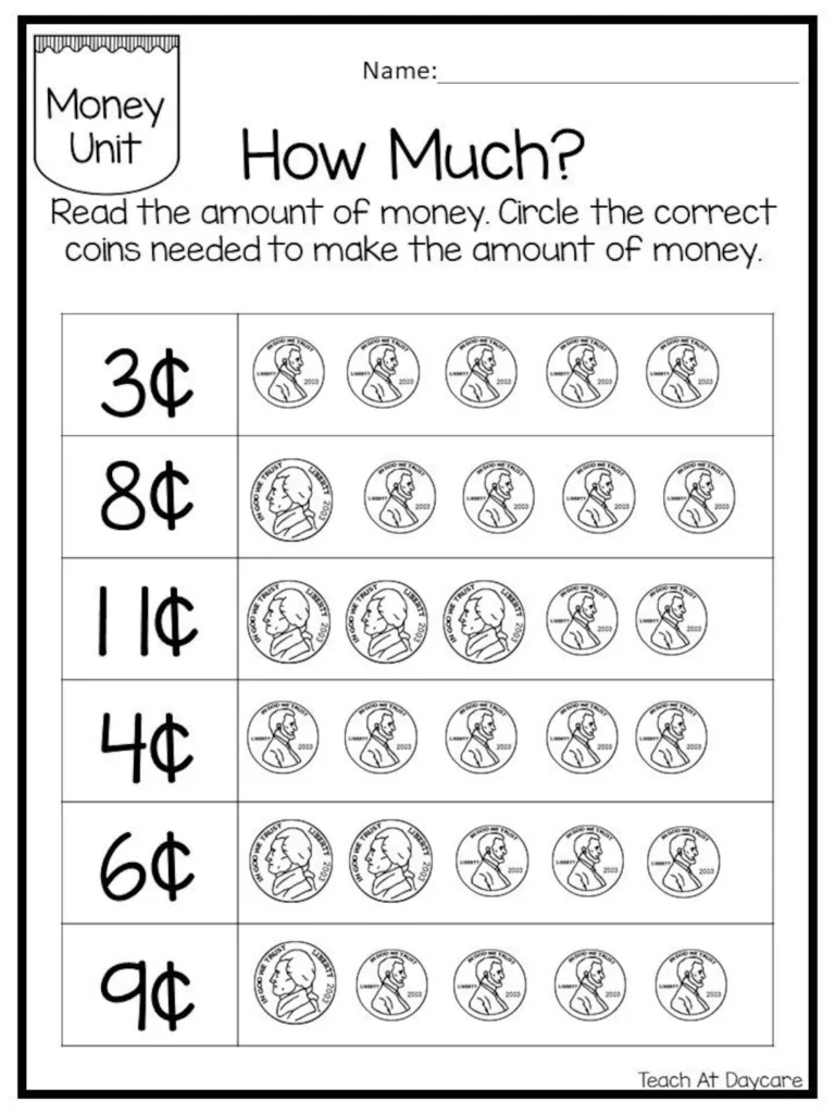 25 Circle The Correct Amount Of Money Worksheets Kindergarten Thru 3rd Grade Math Child Finances Etsy Sweden