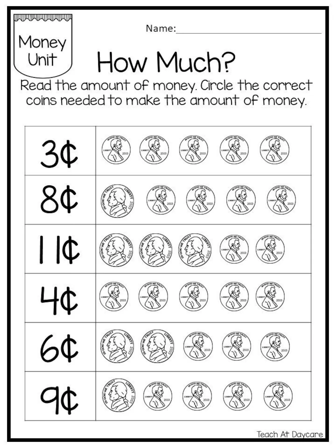 25 Circle The Correct Amount Of Money Worksheets Kindergarten Thru 3rd Grade Math Child Finances Etsy Sweden