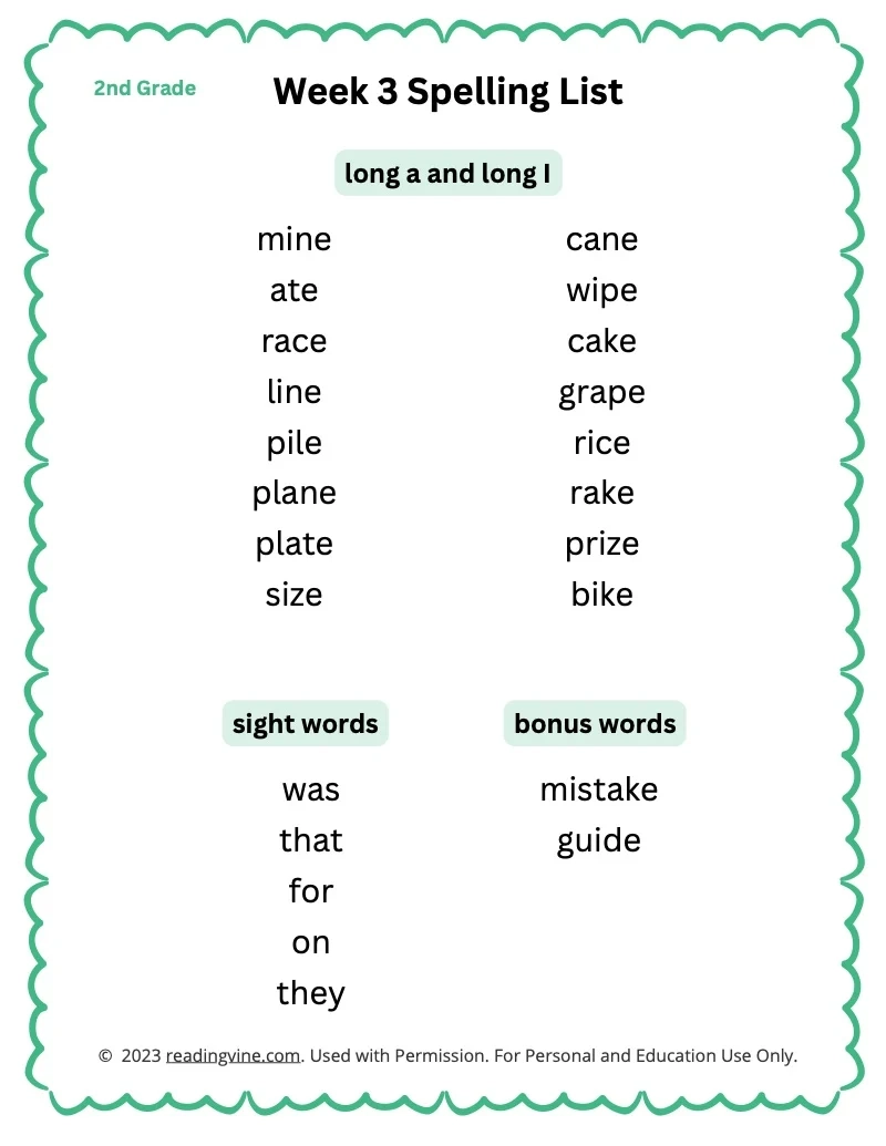 Second Grade Spelling Worksheets Printable