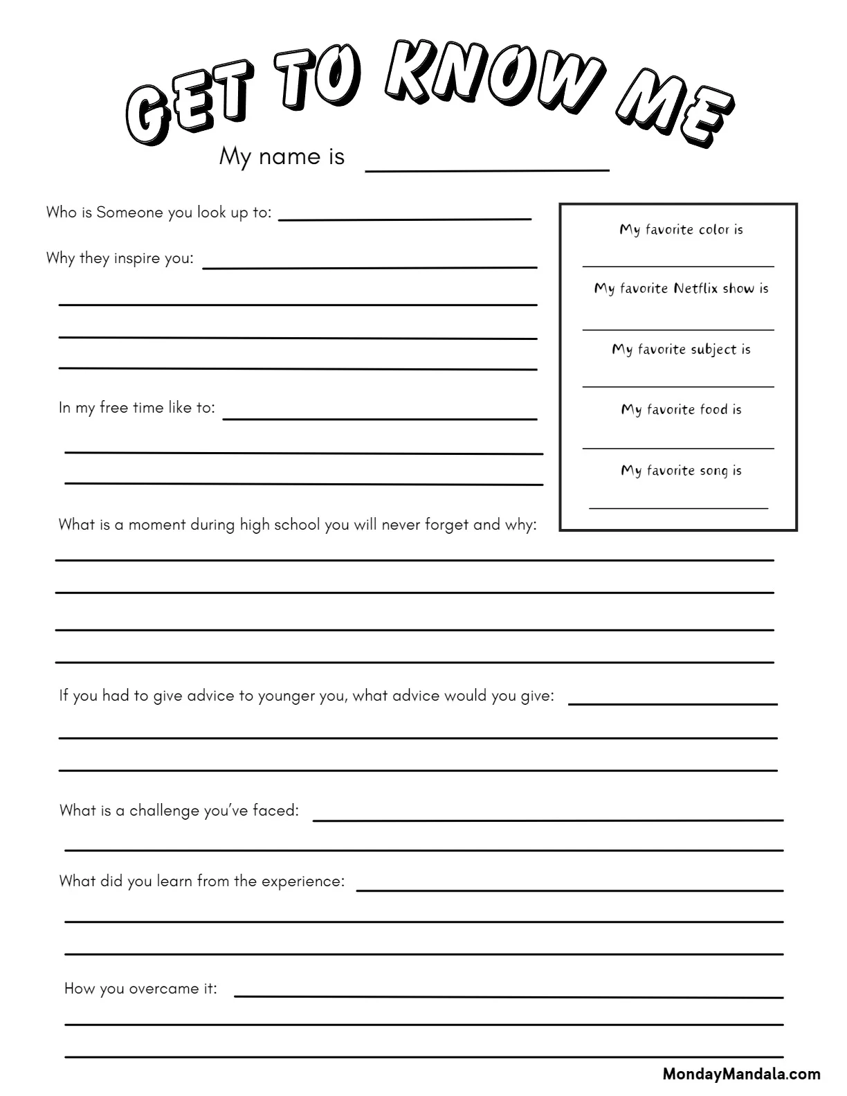 30 All About Me Worksheets Free PDF Printables