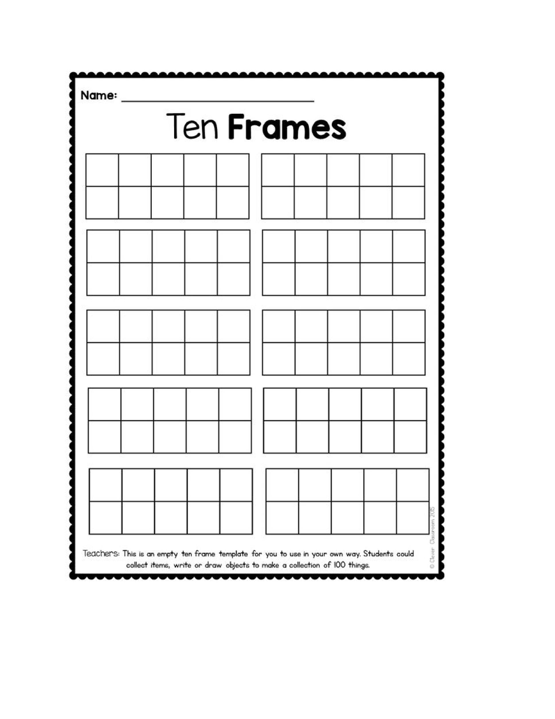 Free Printable Tens Frames Worksheets
