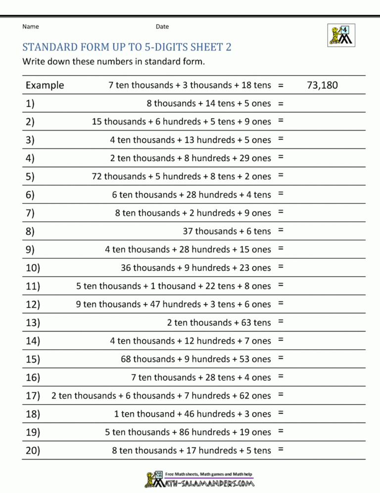 4th Grade Place Value Worksheets