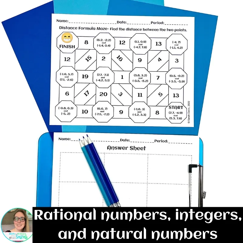 5 Distance Formula Mazes Between Two Points Printable Worksheet Activities Math And Science Sarah