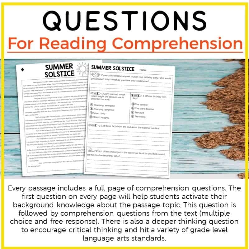 Free 5th Grade Reading Comprehsions Worksheets
