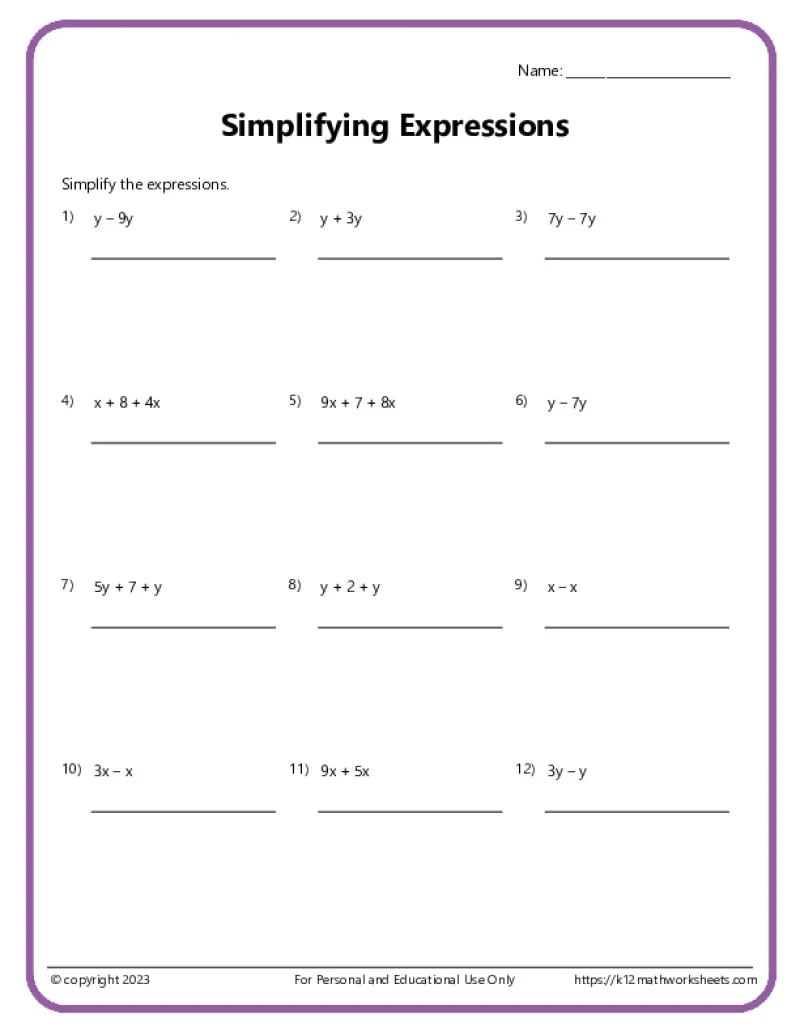 6th Grade Math Worksheets Printables