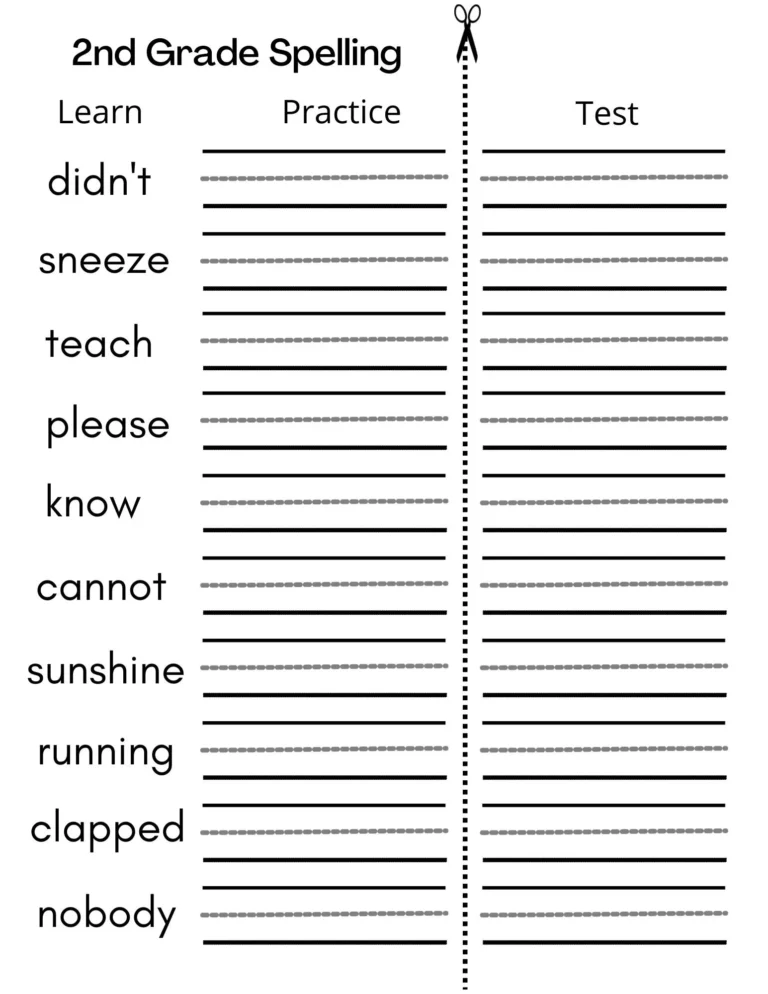8 Printable Second Grade Writing Spelling Worksheets Spelling Test Etsy Israel