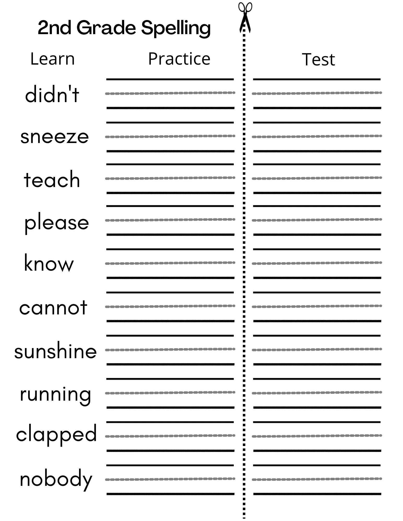 8 Printable Second Grade Writing Spelling Worksheets Spelling Test Etsy Israel