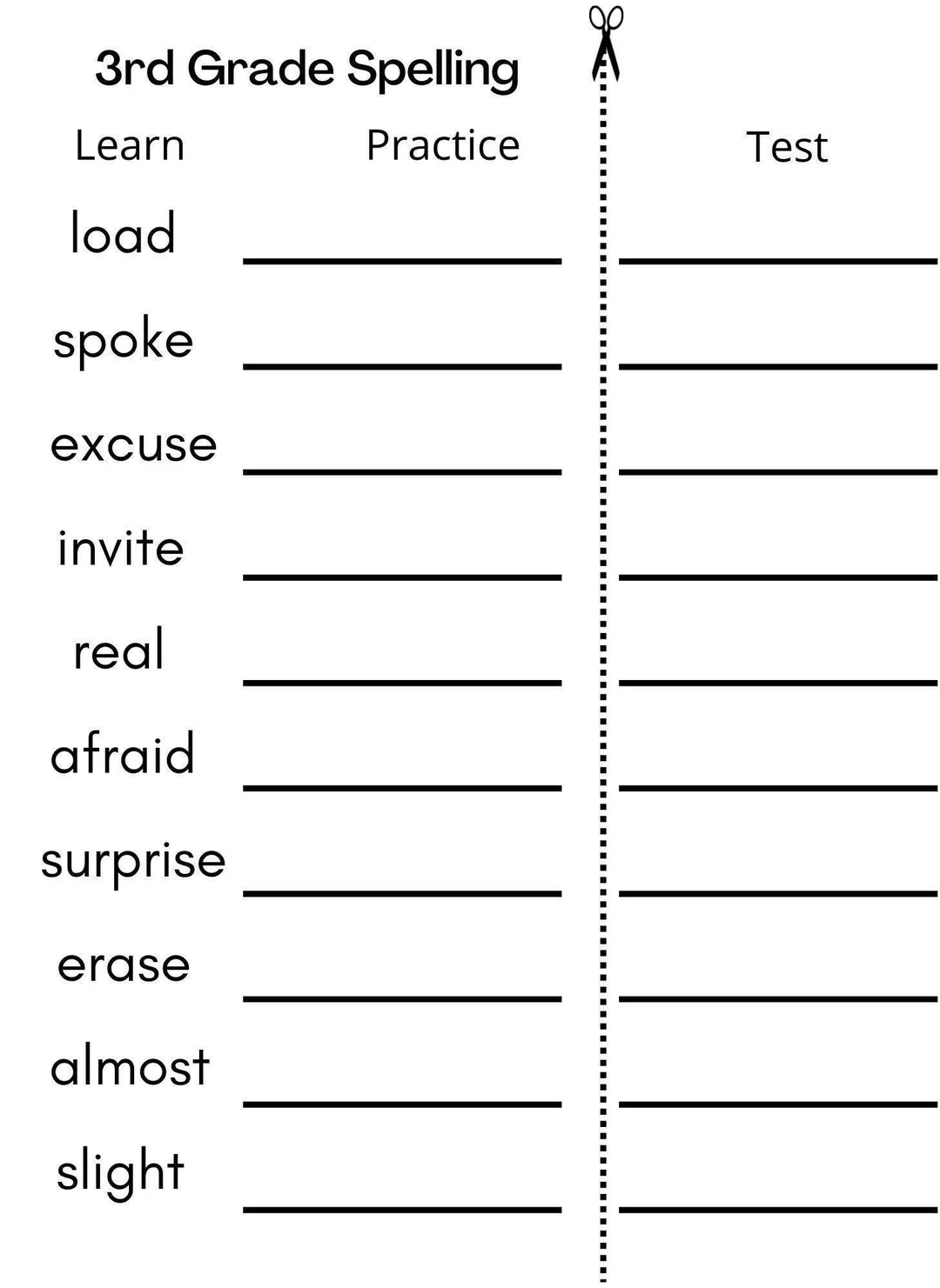 8 Printable Third Grade Spelling Writing Spelling Test Etsy