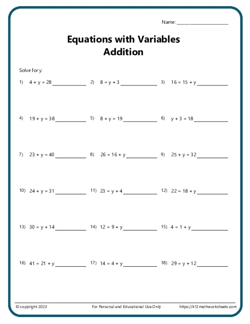 Grade 8 Printable Math Worksheets
