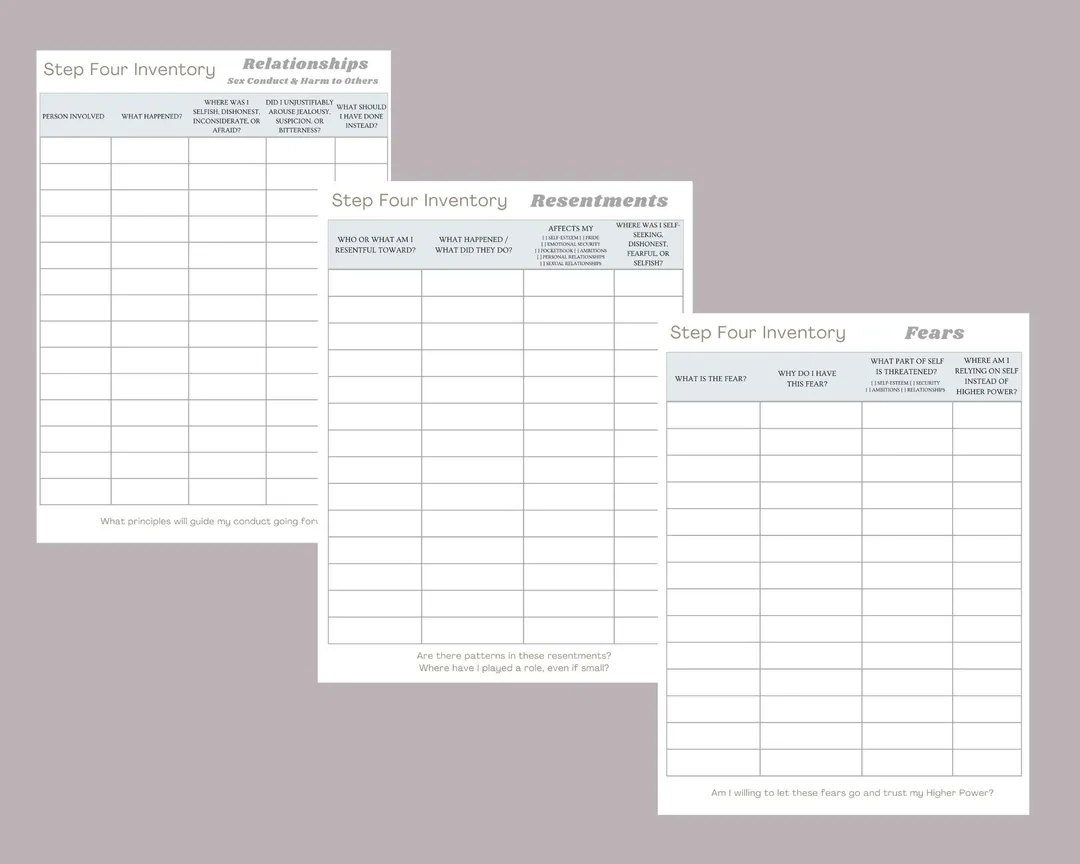 Aa 4th Step Resentment Worksheet Printable