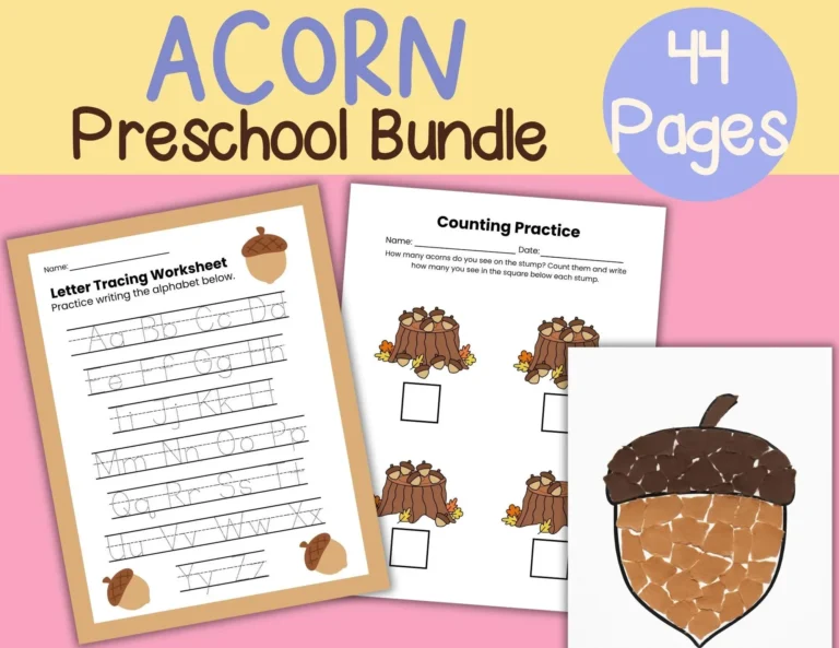 Acorn Preschool Activity Pack Letter A Crafts Counting PDF Download Etsy