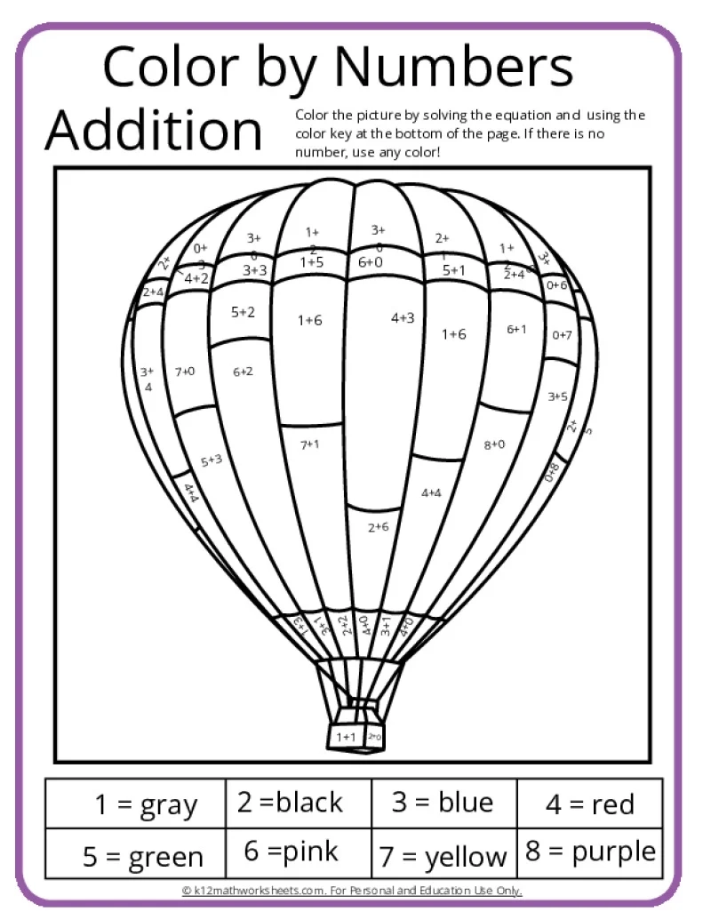 Color Number Math Worksheets