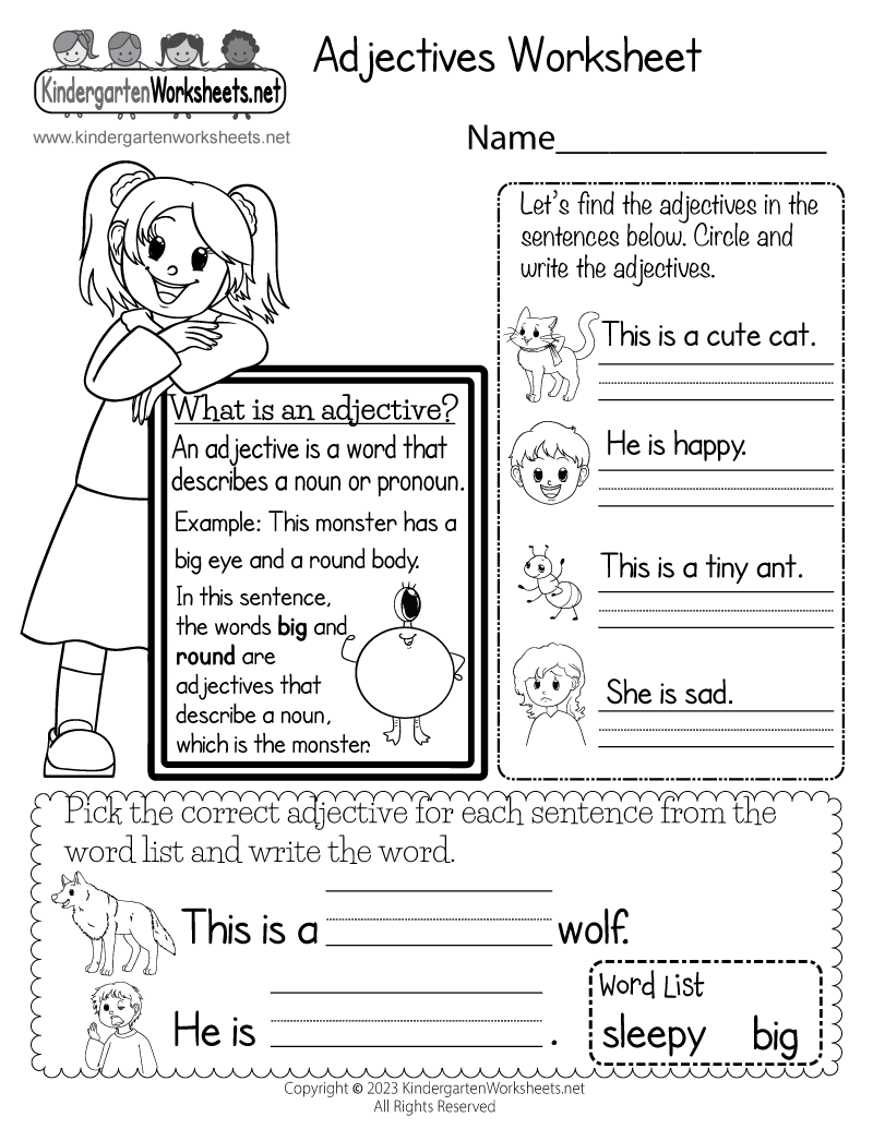 Adjectives Worksheet Printables