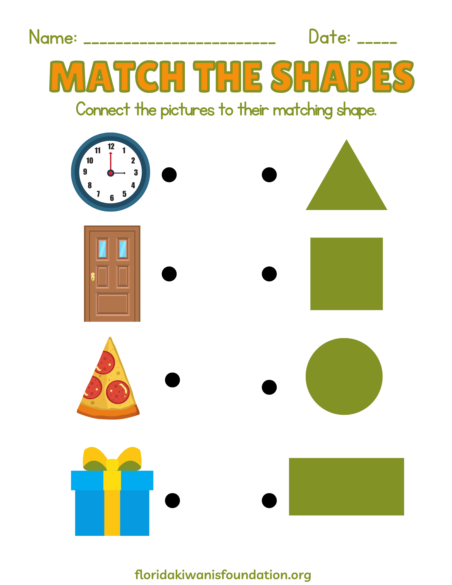 Age 2 To 4 Beginner Shape Matching For Preschool Activity Worksheet Florida Kiwanis Foundation