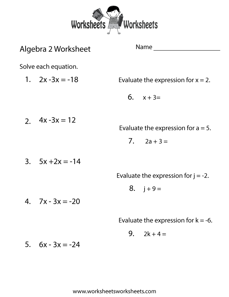 9th Grade Algebra Worksheets Free Printable