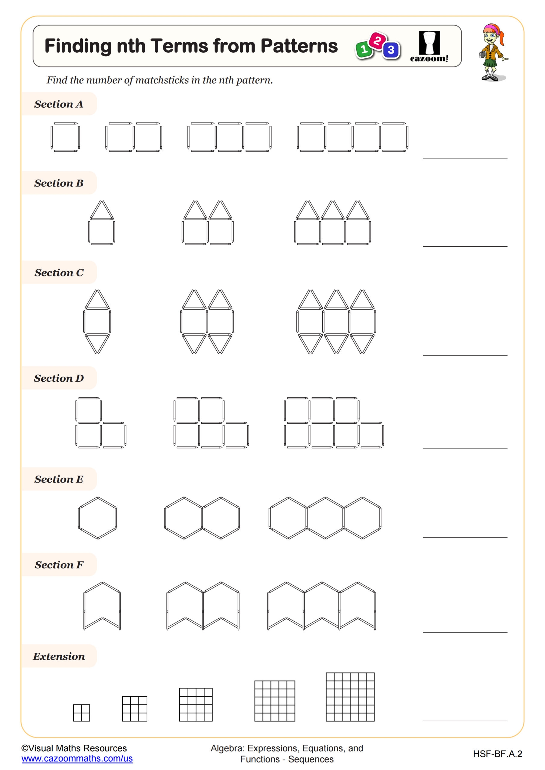 Algebra Patterns Worksheet PDF Practice Sheets For Recognizing And Applying Algebraic Patterns