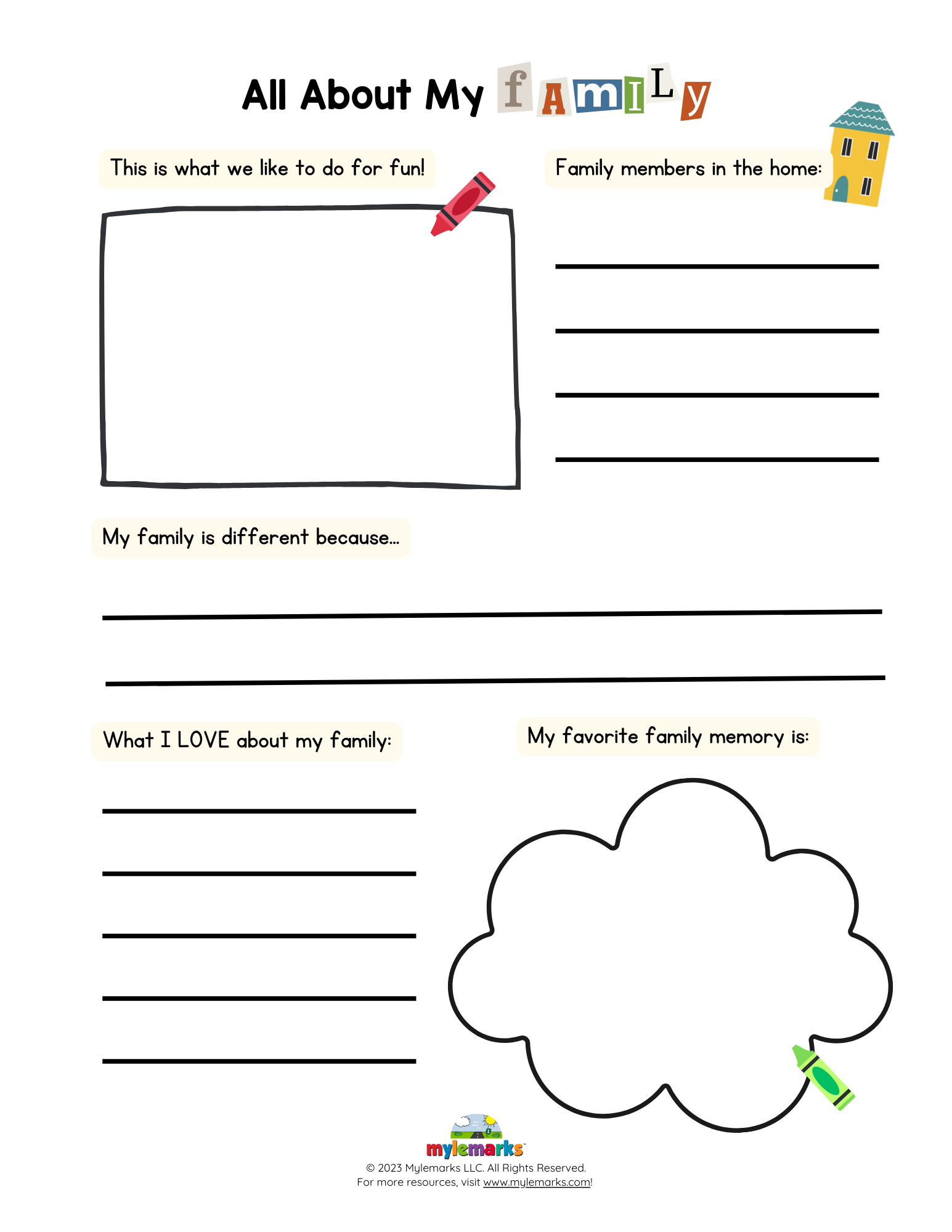 Printable My Family Worksheet