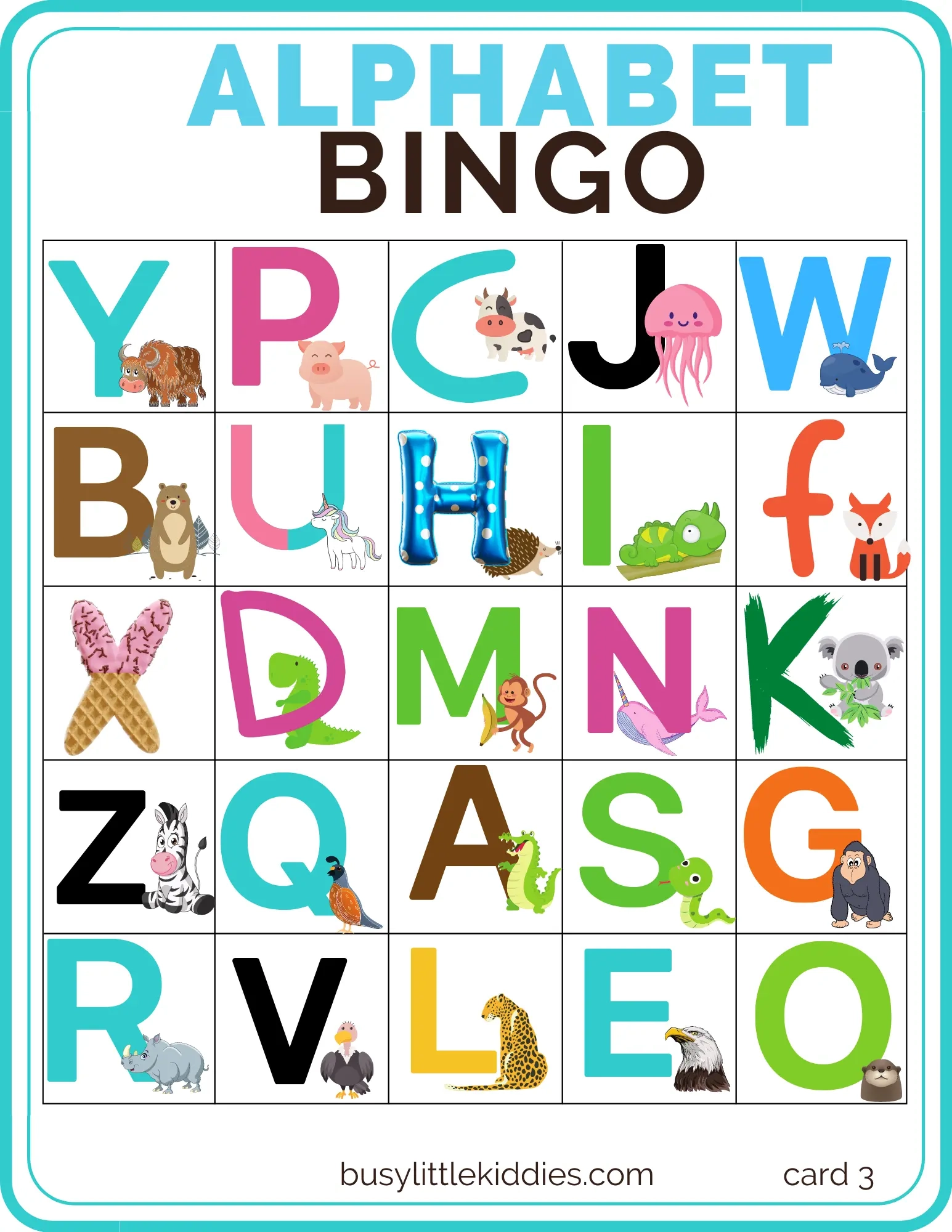 Preschool Letter Bingo Printable