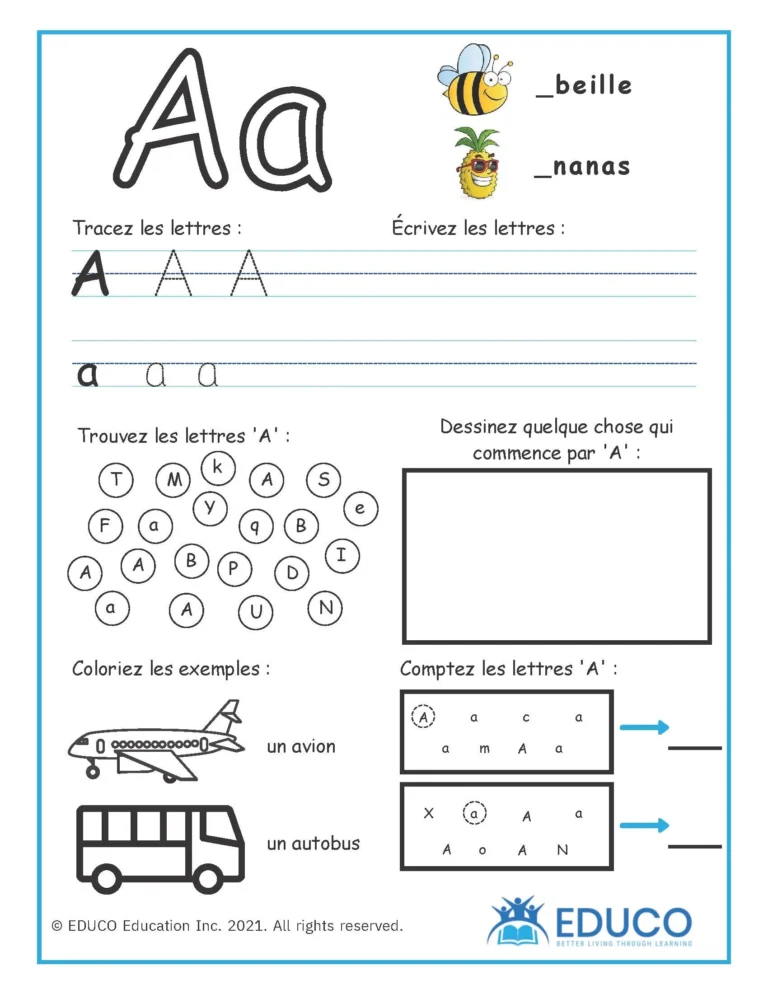 Alphabet Worksheets French Learning Resources Digital Download EDUCO Education