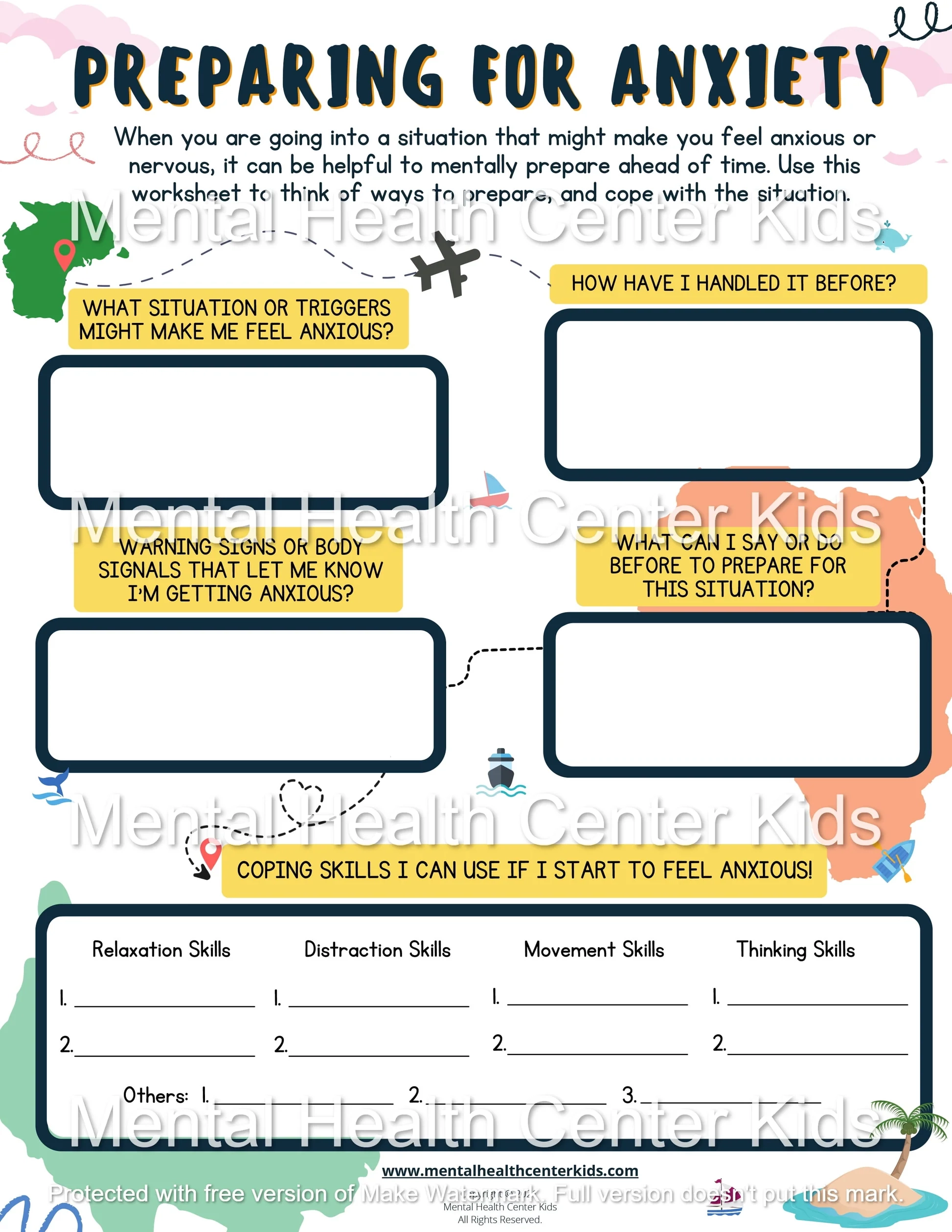 Anxiety Worksheets For Kids Mental Health Center Kids