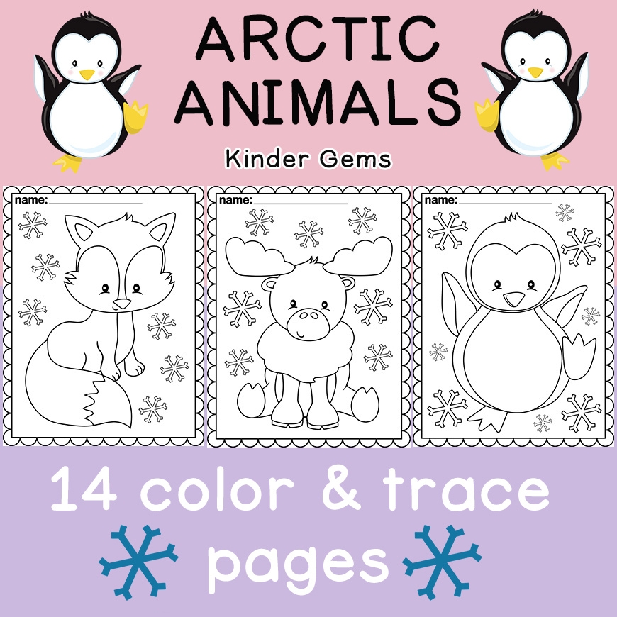 Arctic Animals Coloring Pages Tracing Letters Winter Unit Kindergarten Made By Teachers
