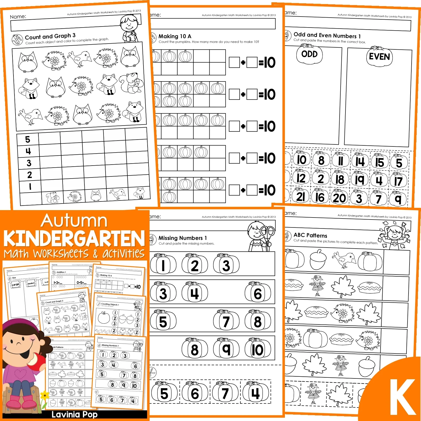 Kindergarten Math Worksheets Fall