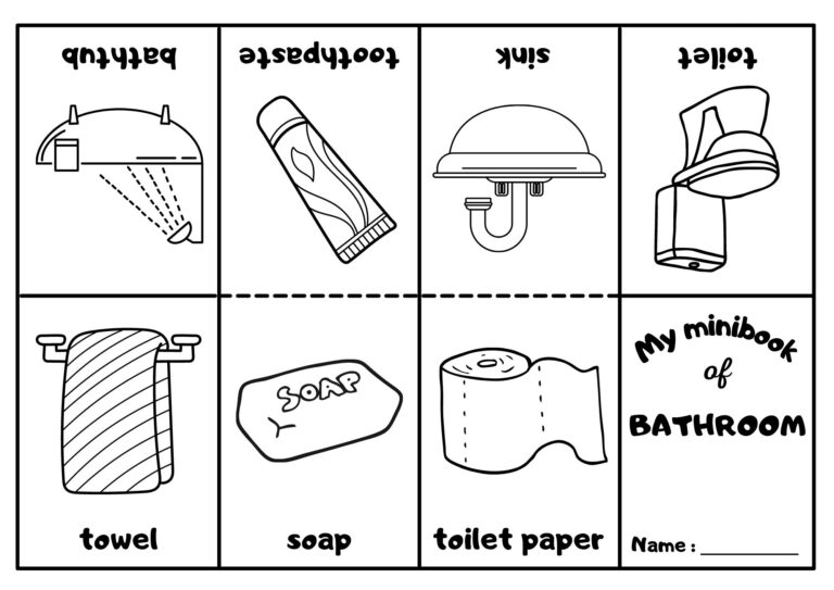 Bathroom Mini Coloring Book Ezpzlearn