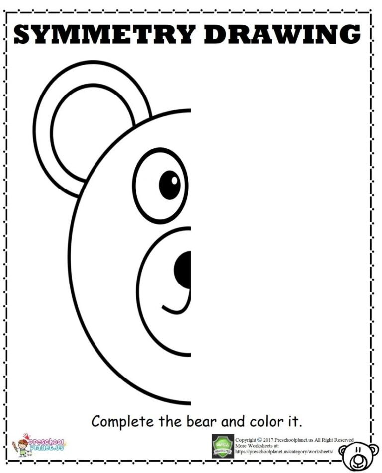 Bear Symmetry Worksheet Preschoolplanet